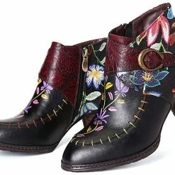 Nuheel® Woman Leather Ankle Bootie For Women, Mid Heel Winter Boots Retro Bohemian