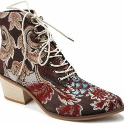 Nuheel® Woman Women's Vintage Ankle Boots Embroidered Low Block Heel 38 Nuheel® Woman Women's Vintage Ankle Boots Embroidered Low Block Heel
