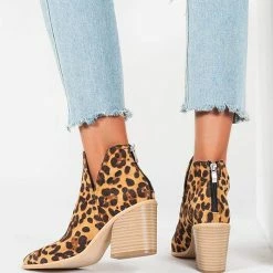 Nuheel® Nuheel Microfiber Ankle Boots For Women Leopard Snake Print Chelsea Boots Bootie