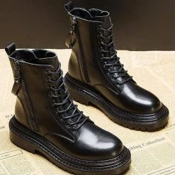 Nuheel® Ankle & Bootie Nuheel Cowhide Ankle Boots For Women Side Zipper Platform Boots Bootie 12