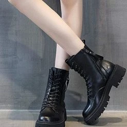 Nuheel® Ankle & Bootie Nuheel Cowhide Ankle Boots For Women Side Zipper Platform Boots Bootie 12