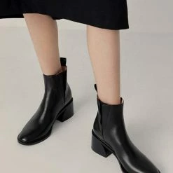 Nuheel® Nuheel Leather Round Toe Chelsea Boots Designer Shoes Ankle Boots Women Ankle & Bootie