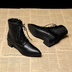 Nuheel® Nuheel Pointed Toe Witch Boots All-Match Leather Ankle Boots Bootie 8.5 Ankle & Bootie