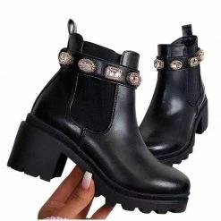 Nuheel® Ankle & Bootie Nuheel Rhinestone Platform Boots Buckle Ankle Boots Chelsea Boots Women