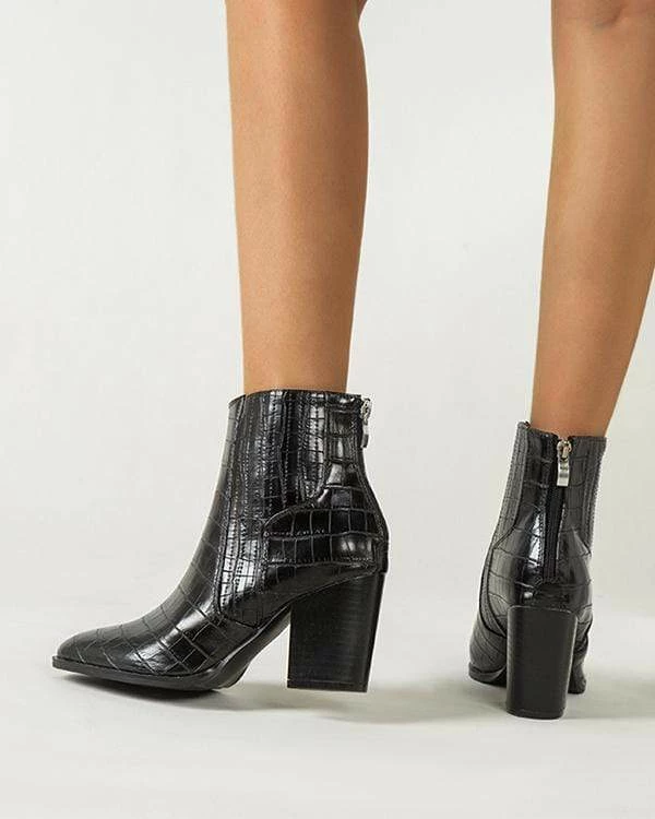 Nuheel® Nuheel Imitation Crocodile Leather Ankle Boots Thick Heel Heeled Boots Chelsea Boots Woman 4 Nuheel® Nuheel Imitation Crocodile Leather Ankle Boots Thick Heel Heeled Boots Chelsea Boots Woman