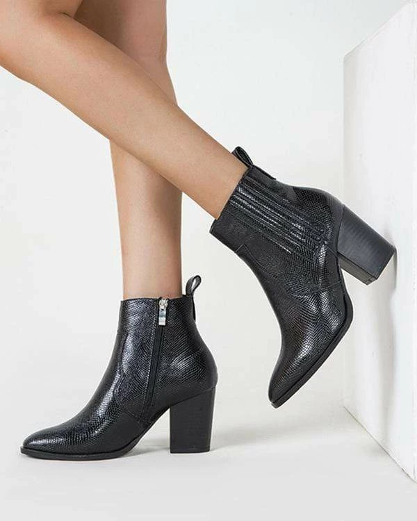 Nuheel® Nuheel Imitation Snake Skin Ankle Boots Thick Heel Heeled Boots Bootie For Women 10 Nuheel® Nuheel Imitation Snake Skin Ankle Boots Thick Heel Heeled Boots Bootie For Women