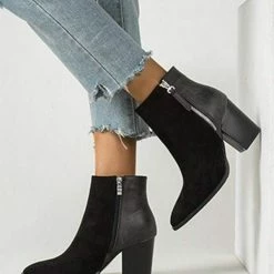 Nuheel® Nuheel Suede Ankle Boots For Women Thick Heel Chelsea Boots Bootie Platform Boots 11