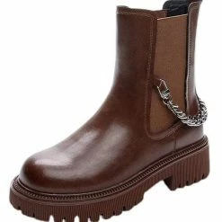 Nuheel® Ankle & Bootie Nuheel Cowhide Ankle Boots For Women Punk Chain Chelsea Boots Bootie 12