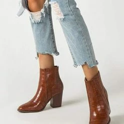 Nuheel® Nuheel Imitation Crocodile Leather Ankle Boots Thick Heel Heeled Boots Chelsea Boots Woman 23 Nuheel® Nuheel Imitation Crocodile Leather Ankle Boots Thick Heel Heeled Boots Chelsea Boots Woman