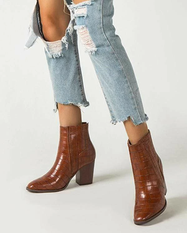 Nuheel® Nuheel Imitation Crocodile Leather Ankle Boots Thick Heel Heeled Boots Chelsea Boots Woman 11 Nuheel® Nuheel Imitation Crocodile Leather Ankle Boots Thick Heel Heeled Boots Chelsea Boots Woman