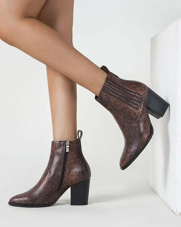 Nuheel® Nuheel Imitation Snake Skin Ankle Boots Thick Heel Heeled Boots Bootie For Women 9 Nuheel® Nuheel Imitation Snake Skin Ankle Boots Thick Heel Heeled Boots Bootie For Women