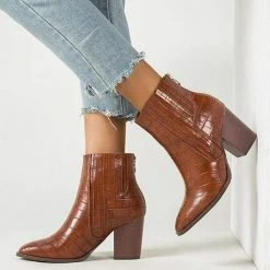 Nuheel® Nuheel Imitation Crocodile Leather Ankle Boots Thick Heel Heeled Boots Chelsea Boots Woman 22 Nuheel® Nuheel Imitation Crocodile Leather Ankle Boots Thick Heel Heeled Boots Chelsea Boots Woman