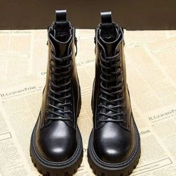 Nuheel® Ankle & Bootie Nuheel Cowhide Ankle Boots For Women Side Zipper Platform Boots Bootie 12