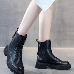 Nuheel® Ankle & Bootie Nuheel Cowhide Ankle Boots For Women Side Zipper Platform Boots Bootie 12