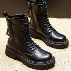 Nuheel® Ankle & Bootie Nuheel Cowhide Ankle Boots For Women Side Zipper Platform Boots Bootie 12