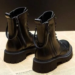 Nuheel® Ankle & Bootie Nuheel Cowhide Ankle Boots For Women Side Zipper Platform Boots Bootie 12