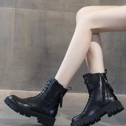 Nuheel® Ankle & Bootie Nuheel Cowhide Ankle Boots For Women Side Zipper Platform Boots Bootie 12