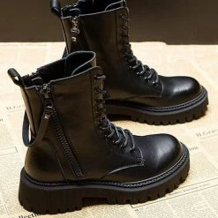 Nuheel® Ankle & Bootie Nuheel Cowhide Ankle Boots For Women Side Zipper Platform Boots Bootie 12