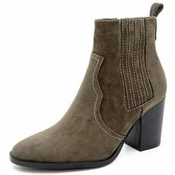 Nuheel® Nuheel Green Suede Ankle Boots Thick Heeled Boots Chelsea Boots For Women Bootie 11 Ankle & Bootie