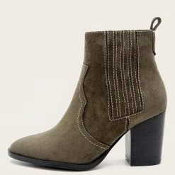 Nuheel® Nuheel Green Suede Ankle Boots Thick Heeled Boots Chelsea Boots For Women Bootie 11 Ankle & Bootie