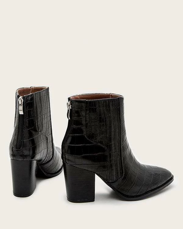 Nuheel® Nuheel Imitation Crocodile Leather Ankle Boots Thick Heel Heeled Boots Chelsea Boots Woman 7 Nuheel® Nuheel Imitation Crocodile Leather Ankle Boots Thick Heel Heeled Boots Chelsea Boots Woman