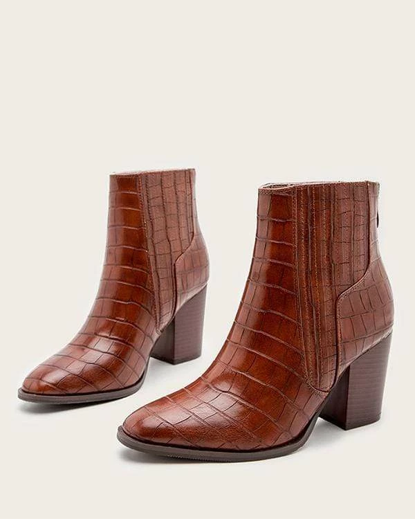 Nuheel® Nuheel Imitation Crocodile Leather Ankle Boots Thick Heel Heeled Boots Chelsea Boots Woman 9 Nuheel® Nuheel Imitation Crocodile Leather Ankle Boots Thick Heel Heeled Boots Chelsea Boots Woman