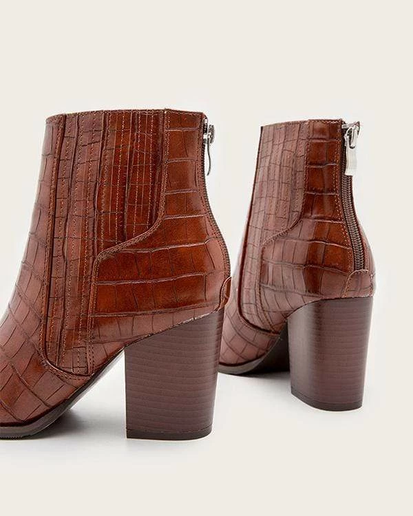 Nuheel® Nuheel Imitation Crocodile Leather Ankle Boots Thick Heel Heeled Boots Chelsea Boots Woman 13 Nuheel® Nuheel Imitation Crocodile Leather Ankle Boots Thick Heel Heeled Boots Chelsea Boots Woman