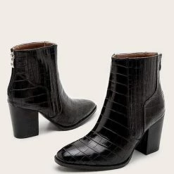 Nuheel® Nuheel Imitation Crocodile Leather Ankle Boots Thick Heel Heeled Boots Chelsea Boots Woman 18 Nuheel® Nuheel Imitation Crocodile Leather Ankle Boots Thick Heel Heeled Boots Chelsea Boots Woman