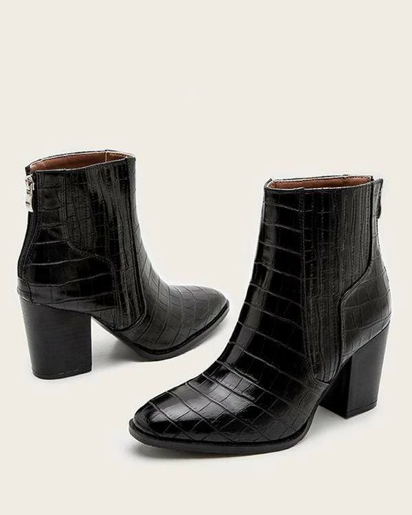 Nuheel® Nuheel Imitation Crocodile Leather Ankle Boots Thick Heel Heeled Boots Chelsea Boots Woman 6 Nuheel® Nuheel Imitation Crocodile Leather Ankle Boots Thick Heel Heeled Boots Chelsea Boots Woman