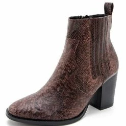 Nuheel® Nuheel Imitation Snake Skin Ankle Boots Thick Heel Heeled Boots Bootie For Women