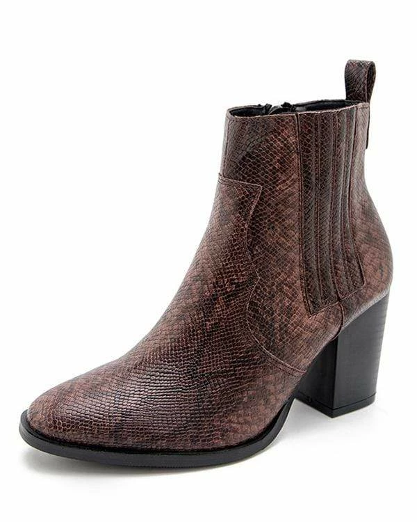 Nuheel® Nuheel Imitation Snake Skin Ankle Boots Thick Heel Heeled Boots Bootie For Women 3 Nuheel® Nuheel Imitation Snake Skin Ankle Boots Thick Heel Heeled Boots Bootie For Women