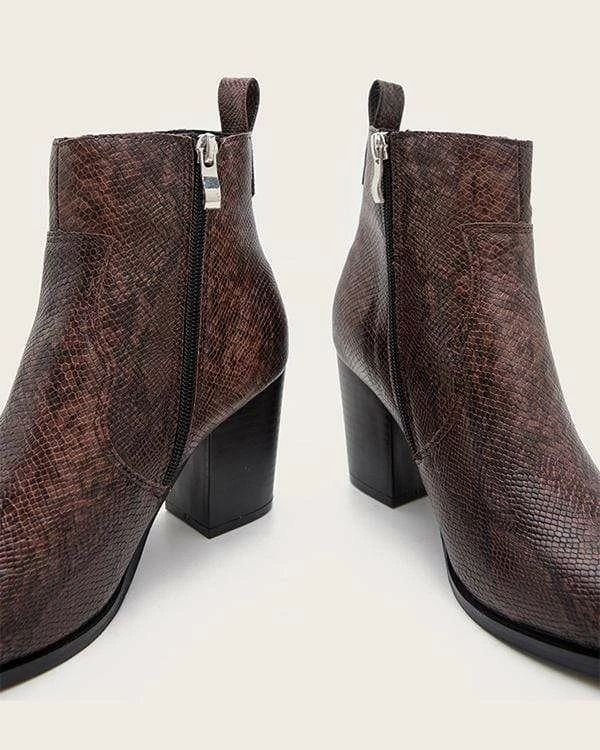 Nuheel® Nuheel Imitation Snake Skin Ankle Boots Thick Heel Heeled Boots Bootie For Women 7 Nuheel® Nuheel Imitation Snake Skin Ankle Boots Thick Heel Heeled Boots Bootie For Women