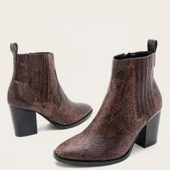 Nuheel® Nuheel Imitation Snake Skin Ankle Boots Thick Heel Heeled Boots Bootie For Women 13 Nuheel® Nuheel Imitation Snake Skin Ankle Boots Thick Heel Heeled Boots Bootie For Women