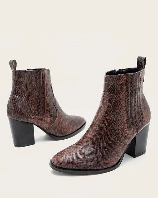 Nuheel® Nuheel Imitation Snake Skin Ankle Boots Thick Heel Heeled Boots Bootie For Women 5 Nuheel® Nuheel Imitation Snake Skin Ankle Boots Thick Heel Heeled Boots Bootie For Women