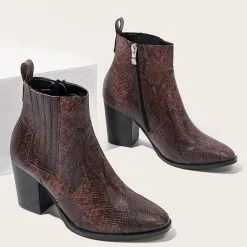Nuheel® Nuheel Imitation Snake Skin Ankle Boots Thick Heel Heeled Boots Bootie For Women 14 Nuheel® Nuheel Imitation Snake Skin Ankle Boots Thick Heel Heeled Boots Bootie For Women
