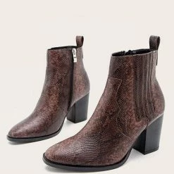 Nuheel® Nuheel Imitation Snake Skin Ankle Boots Thick Heel Heeled Boots Bootie For Women