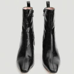 Nuheel® Nuheel Leather Ankle Boots Crocodile Pattern Booties For Women Black 11 Ankle & Bootie