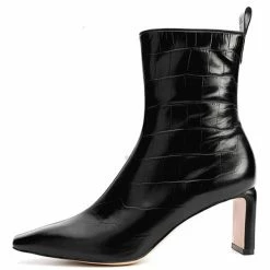 Nuheel® Nuheel Leather Ankle Boots Crocodile Pattern Booties For Women Black 11 Ankle & Bootie