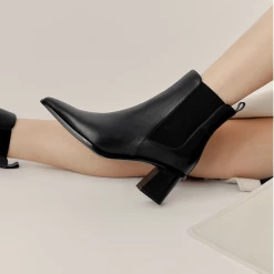 Nuheel® Ankle & Bootie Nuheel Leather Booties For Women Pointed Chelsea Boots Ankle Boots Brown 11