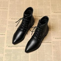 Nuheel® Nuheel Pointed Toe Witch Boots All-Match Leather Ankle Boots Bootie 8.5 Ankle & Bootie