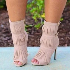 Nuheel® Woman NUHEEL Royal Blue Boots Womens Tassel Zipper Fashion High Heels