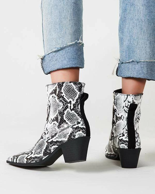 Nuheel® Ankle & Bootie Nuheel Snake Pattern Ankle Boots Thick Heeled Boots Bootie Platform Boots For Women 11 8 Nuheel® Ankle & Bootie Nuheel Snake Pattern Ankle Boots Thick Heeled Boots Bootie Platform Boots For Women 11