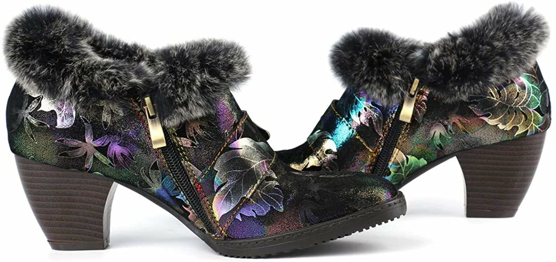 Nuheel® Womens Leather Ankle Boots Low Block Heel Boots Winter Fur Lined Woman 5 Nuheel® Womens Leather Ankle Boots Low Block Heel Boots Winter Fur Lined Woman