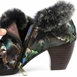 Nuheel® Womens Leather Ankle Boots Low Block Heel Boots Winter Fur Lined Woman 14 Nuheel® Womens Leather Ankle Boots Low Block Heel Boots Winter Fur Lined Woman