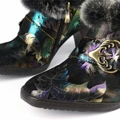 Nuheel® Womens Leather Ankle Boots Low Block Heel Boots Winter Fur Lined Woman 15 Nuheel® Womens Leather Ankle Boots Low Block Heel Boots Winter Fur Lined Woman