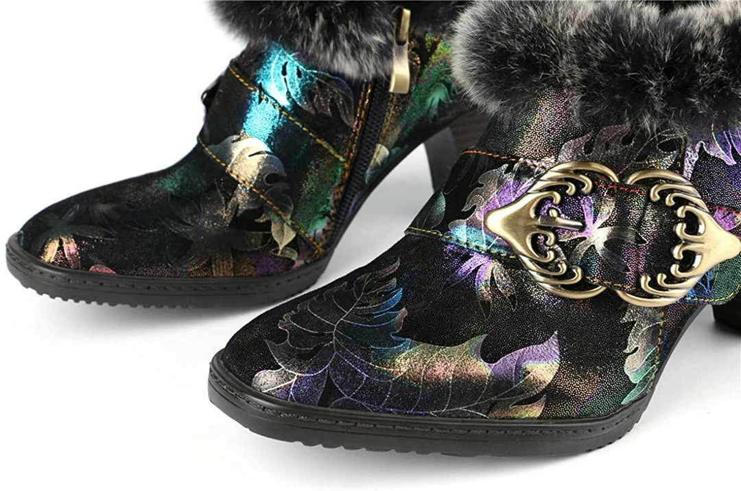 Nuheel® Womens Leather Ankle Boots Low Block Heel Boots Winter Fur Lined Woman 9 Nuheel® Womens Leather Ankle Boots Low Block Heel Boots Winter Fur Lined Woman