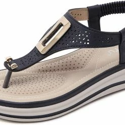 Nuheel® Woman Women T-Strap Wedge Sandals Beach Anti Slip Walking Shoes