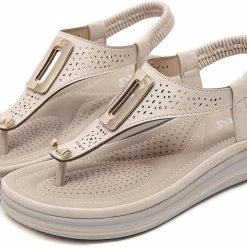 Nuheel® Woman Women T-Strap Wedge Sandals Beach Anti Slip Walking Shoes