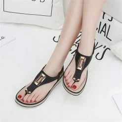 Nuheel® Woman Women T-Strap Wedge Sandals Beach Anti Slip Walking Shoes