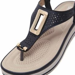 Nuheel® Woman Women T-Strap Wedge Sandals Beach Anti Slip Walking Shoes